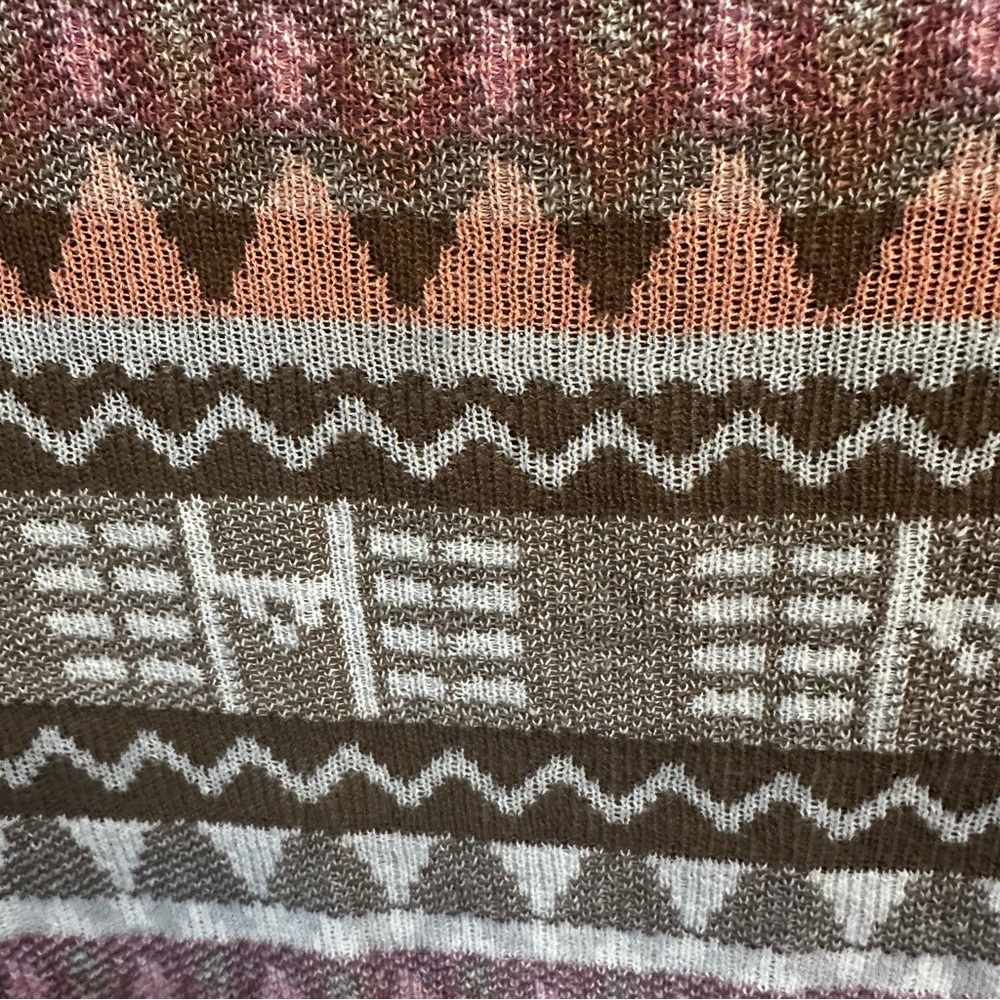 Mossimo Supply Co. Gray Brown Pink Peach Aztec Boho Button Cardigan Medium - Picture 7 of 11